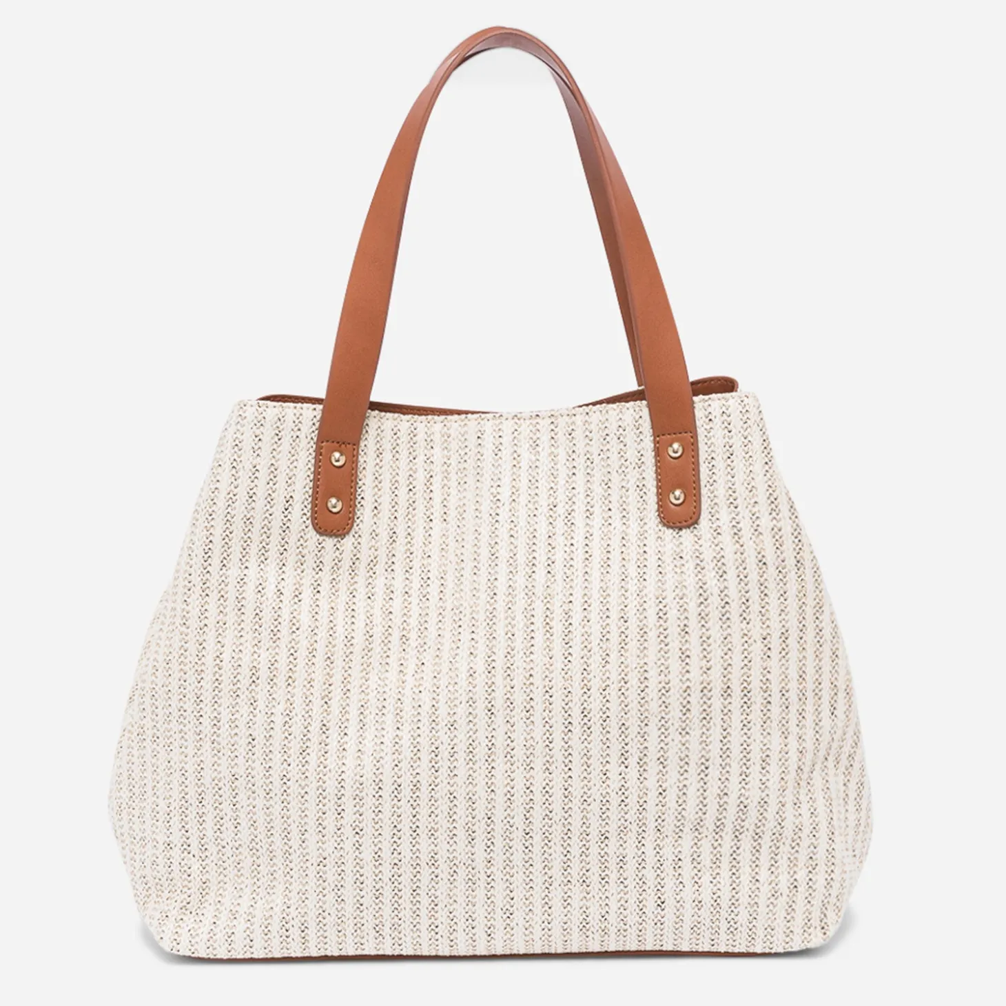 Sac cabas paille beige effet tressé