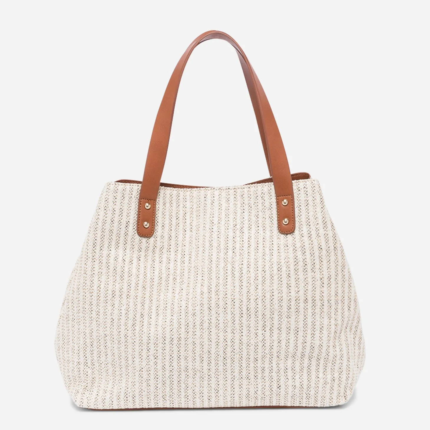 Sac cabas paille beige effet tressé