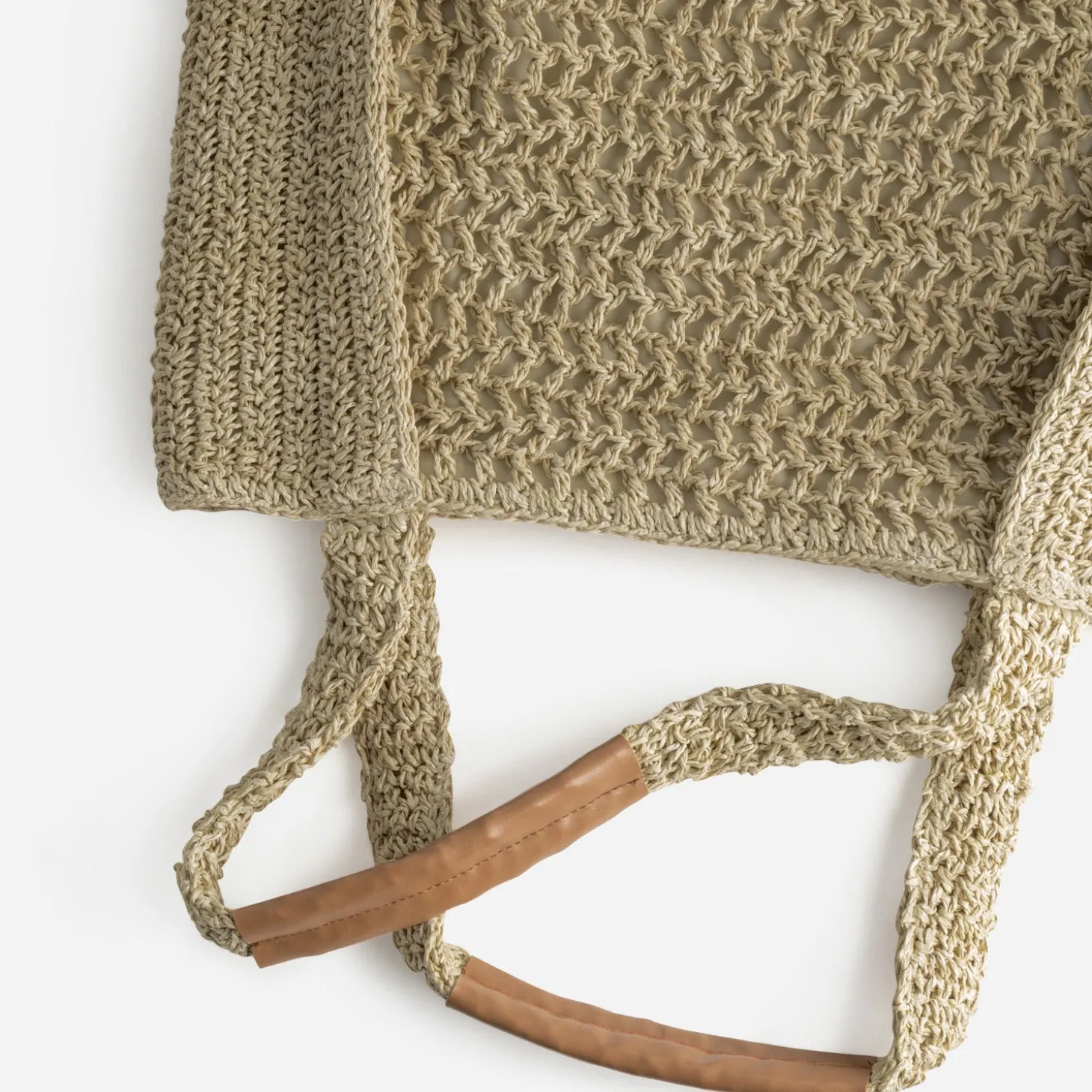 Sac cabas TEXTO beige paille tressée