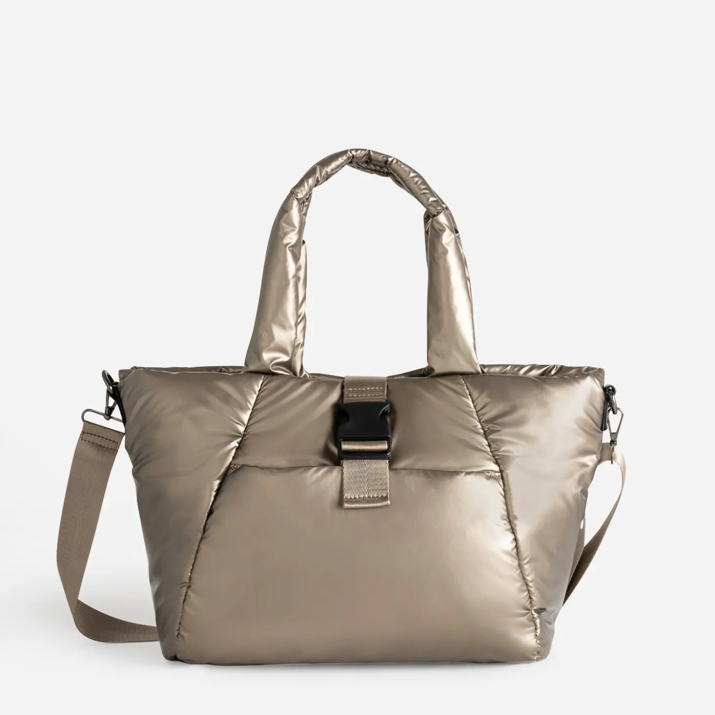 Sac cabas TEXTO bronze nylon matelassé