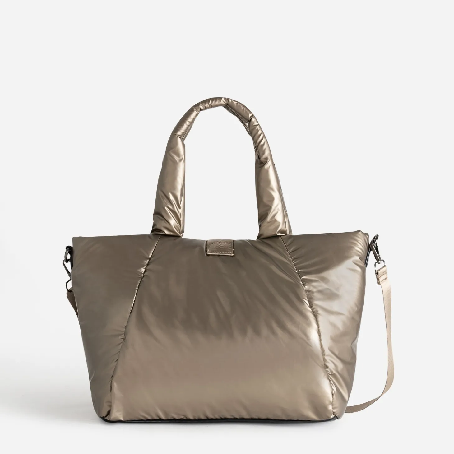 Sac cabas TEXTO bronze nylon matelassé