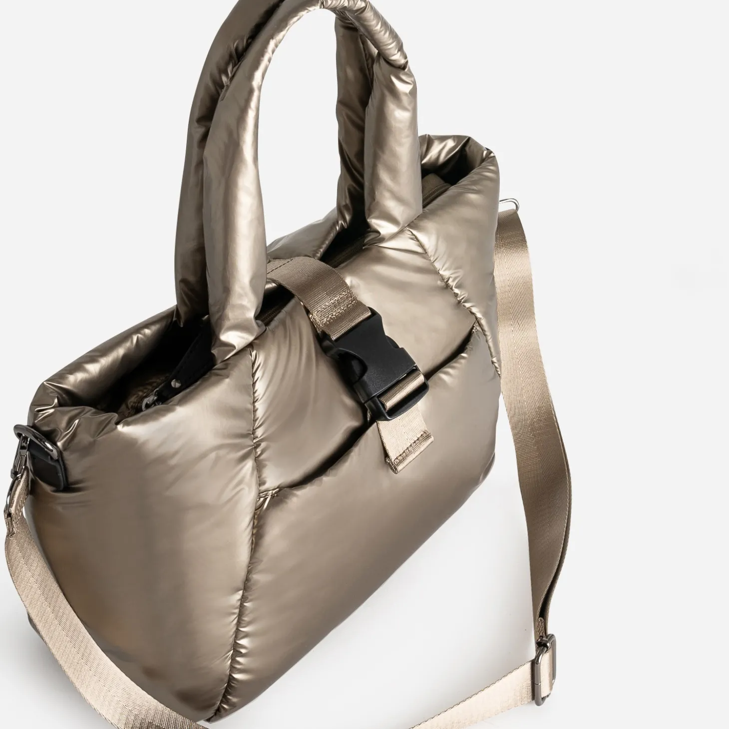 Sac cabas TEXTO bronze nylon matelassé