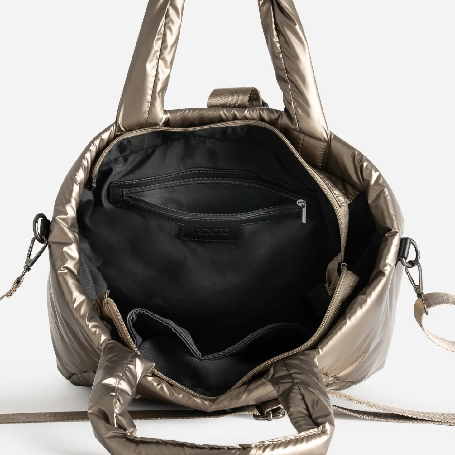 Sac cabas TEXTO bronze nylon matelassé