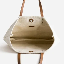 Sac cabas TEXTO écru textile tissé