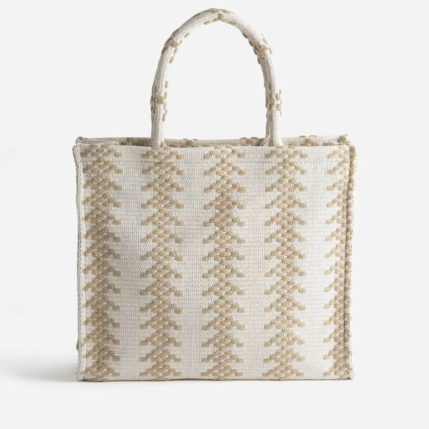 Sac cabas TEXTO écru tressage beige
