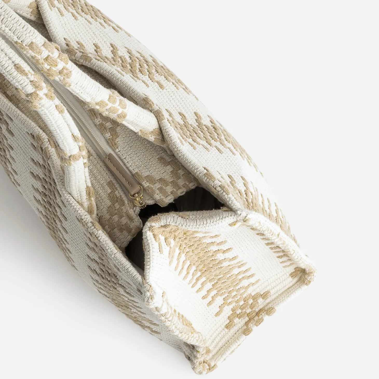 Sac cabas TEXTO écru tressage beige