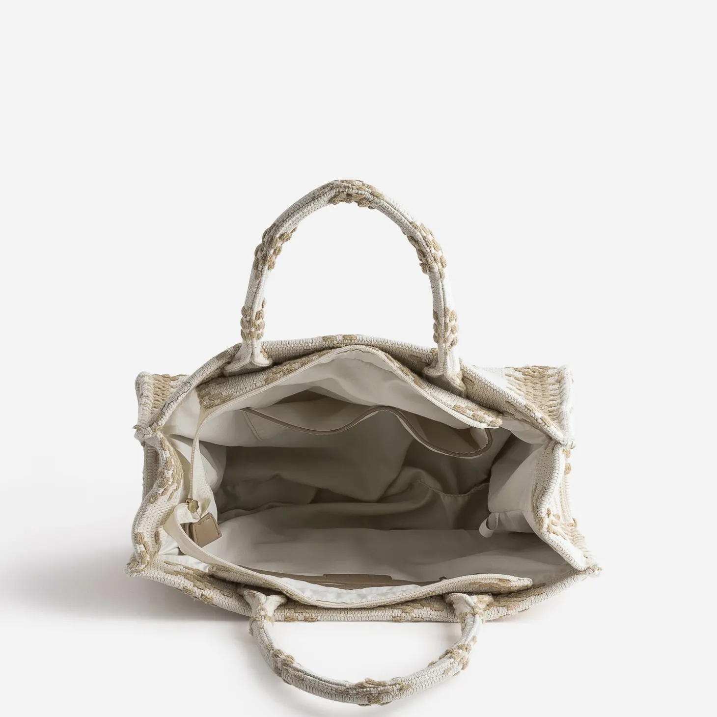 Sac cabas TEXTO écru tressage beige