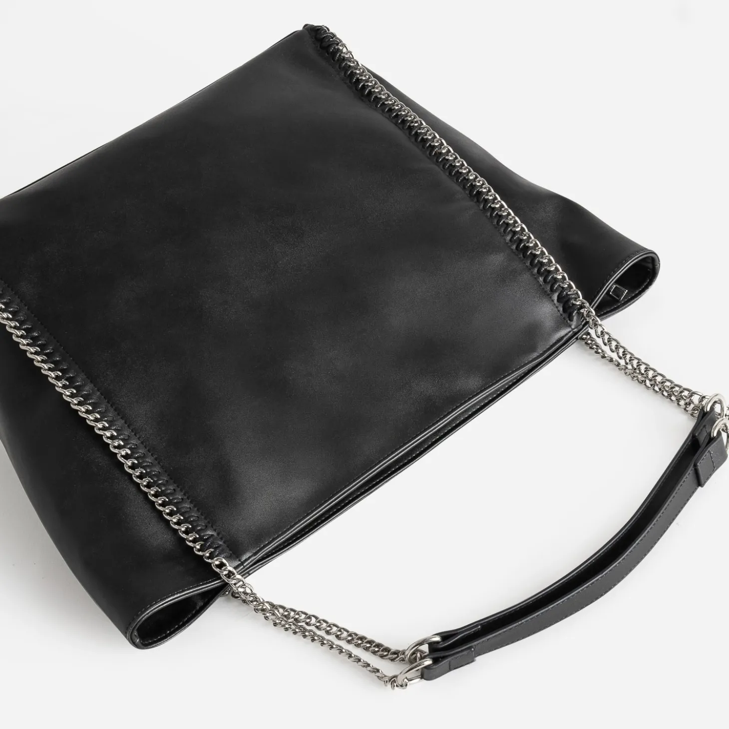 Sac cabas TEXTO noir métalleries argentées