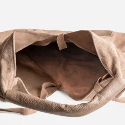 Sac hobo TEXTO taupe cuir velours