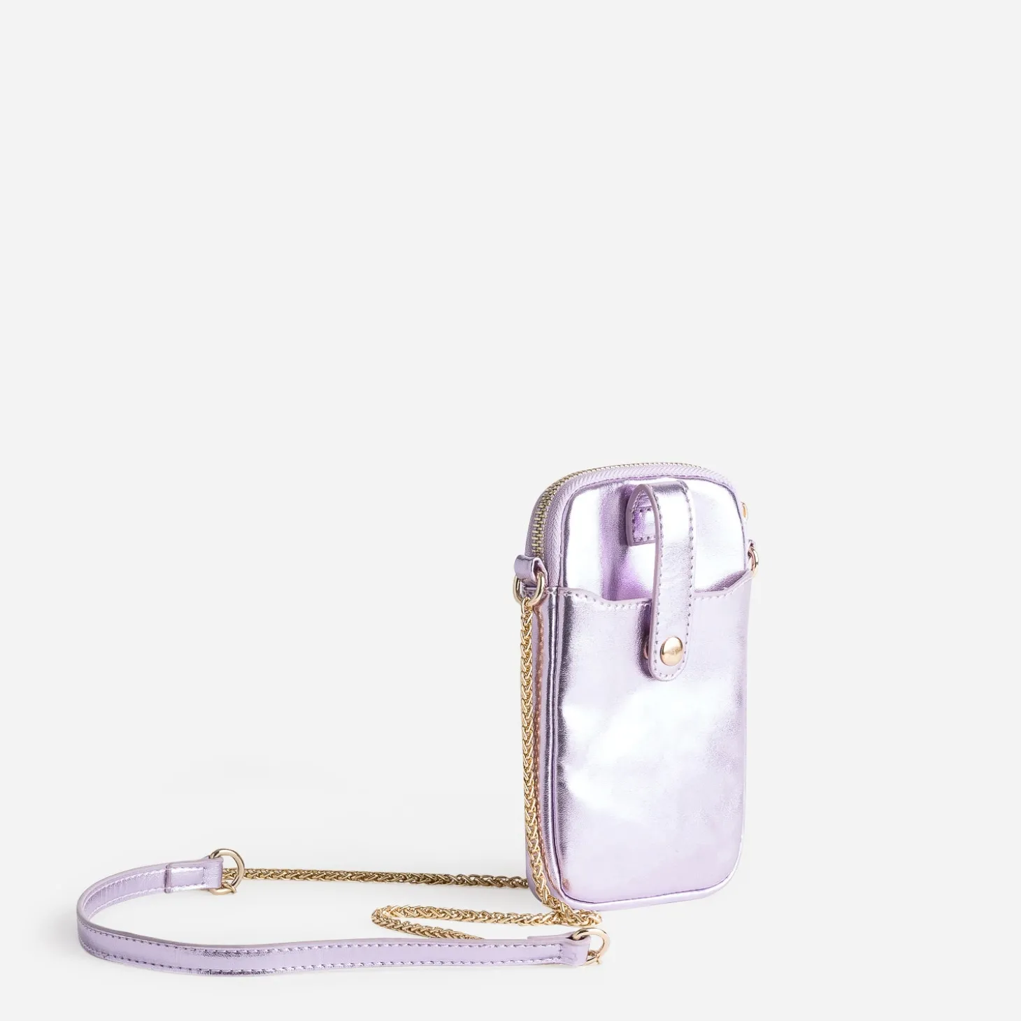 Sac lilas métallisé pour téléphone portable