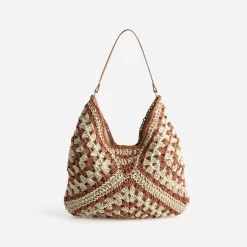 Sac TEXTO beige et brique tressé