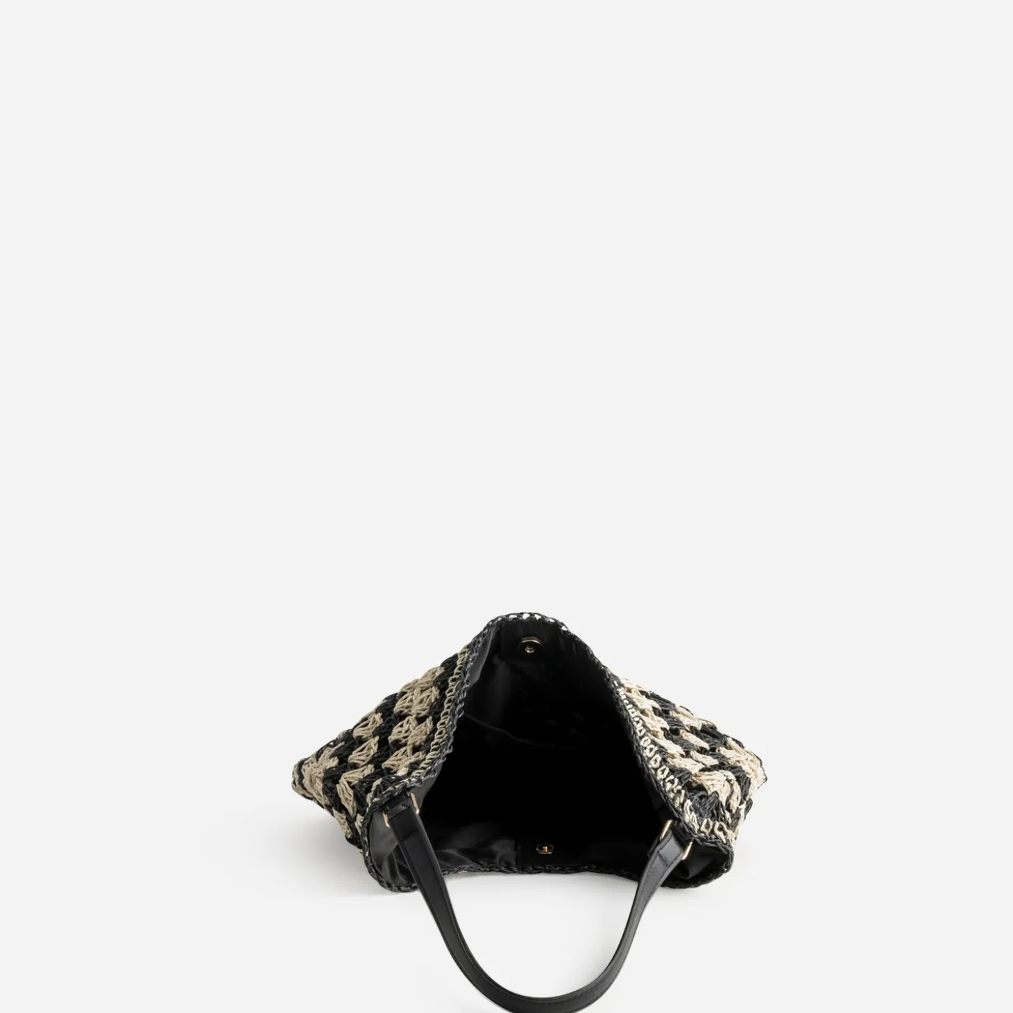 Sac TEXTO beige et noir tressé