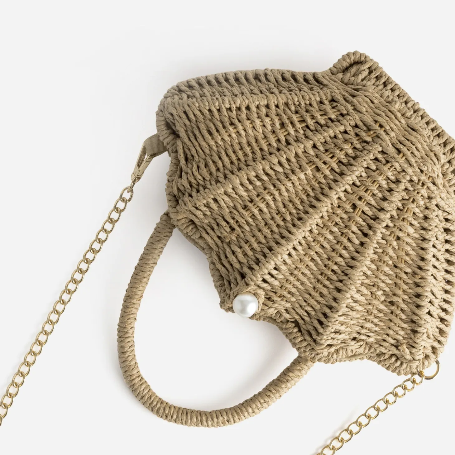 Sac TEXTO beige paille papier forme coquillage