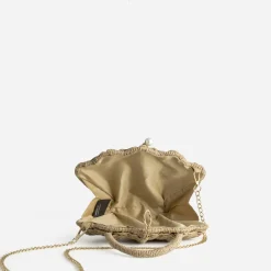 Sac TEXTO beige paille papier forme coquillage