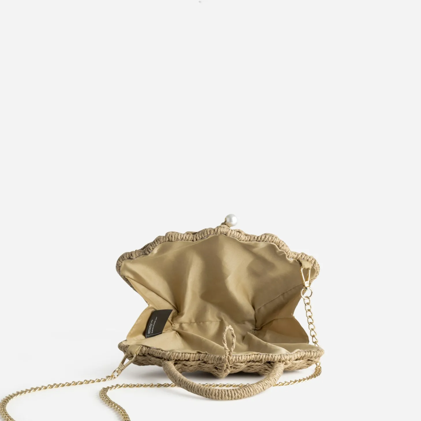 Sac TEXTO beige paille papier forme coquillage