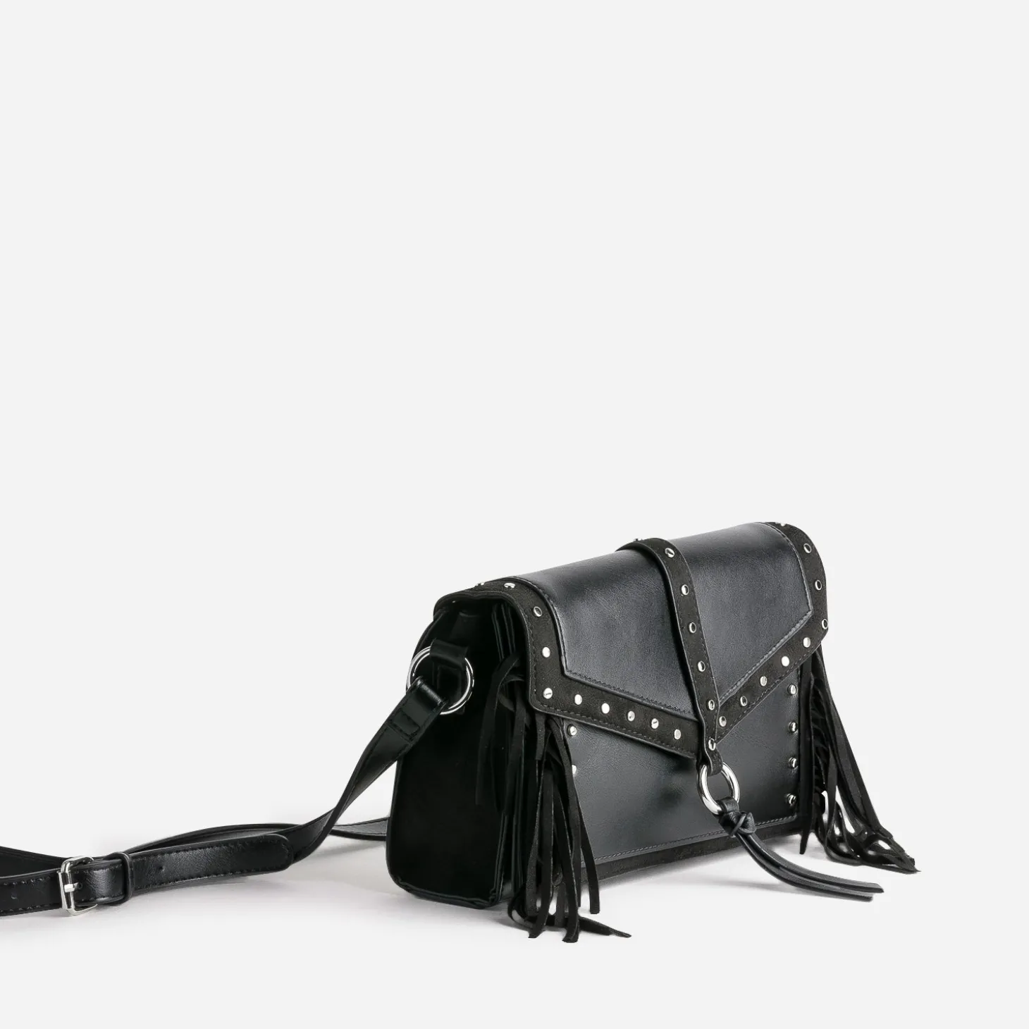Sac TEXTO noir à clous et franges