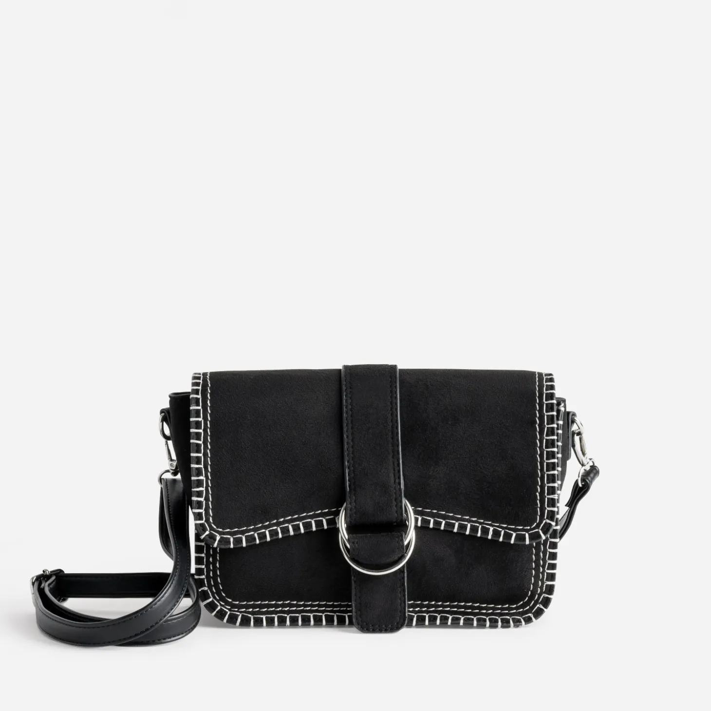 Sac TEXTO noir bi-matière surpiqûres contrastées