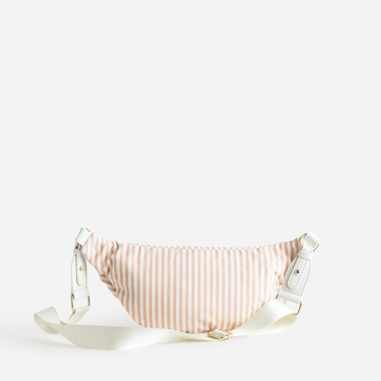 Sac-banane rose corail toile motif rayures