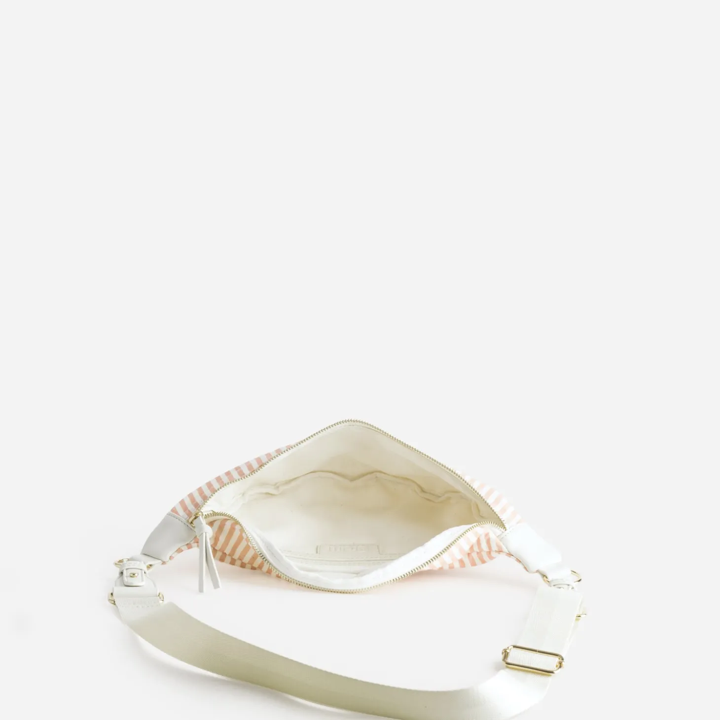 Sac-banane rose corail toile motif rayures