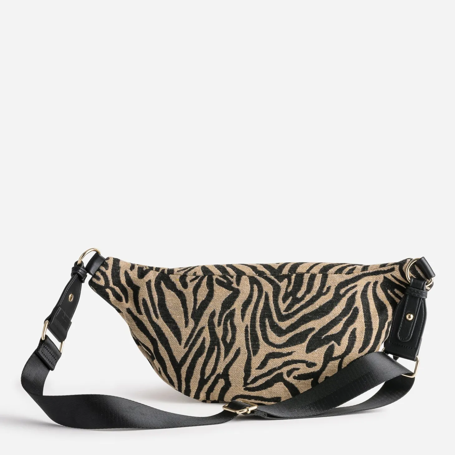 Sac-banane TEXTO beige foncé motif zèbre