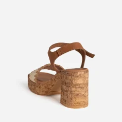 Sandale à talon TEXTO camel cuir velours