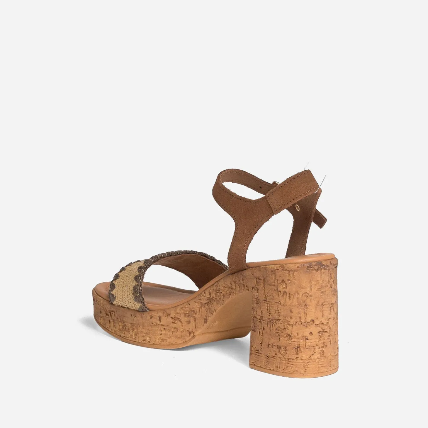 Sandale à talon TEXTO marron clair cuir velours