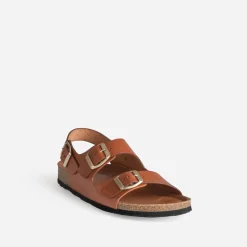 Sandale anatomique cognac cuir