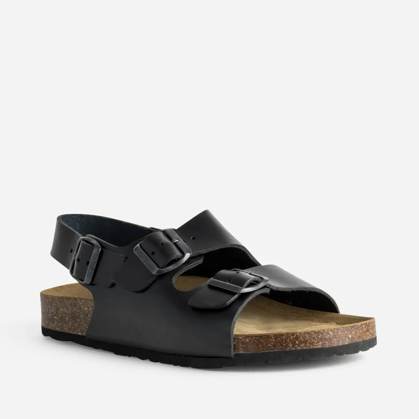 Sandale anatomique noire cuir