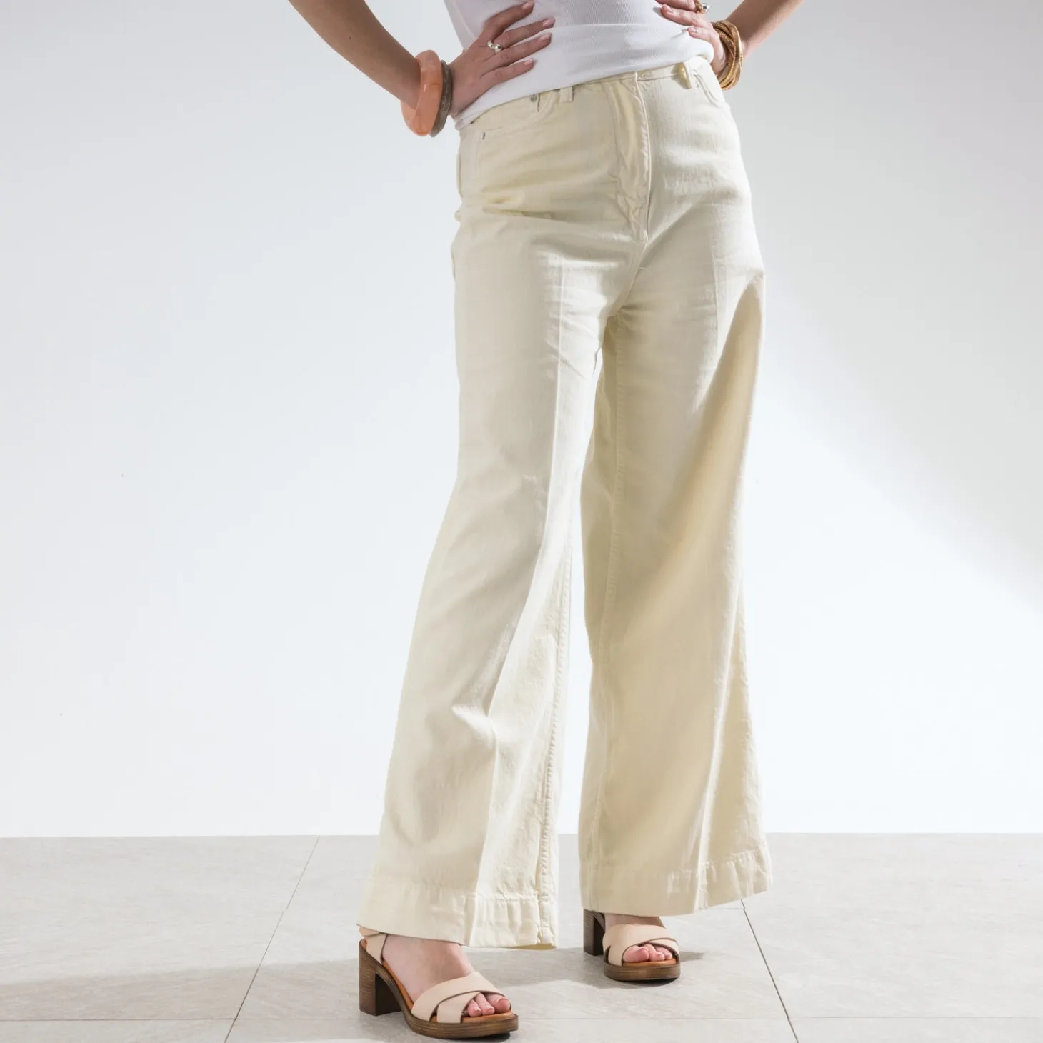 Sandale beige cuir