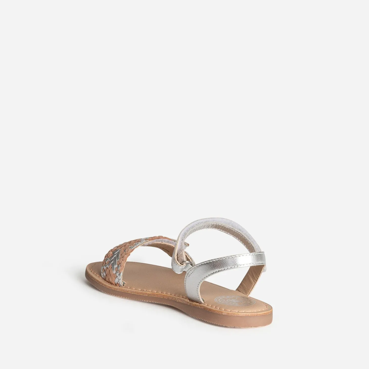 Sandale BUGGY argentée cuir détail tressage