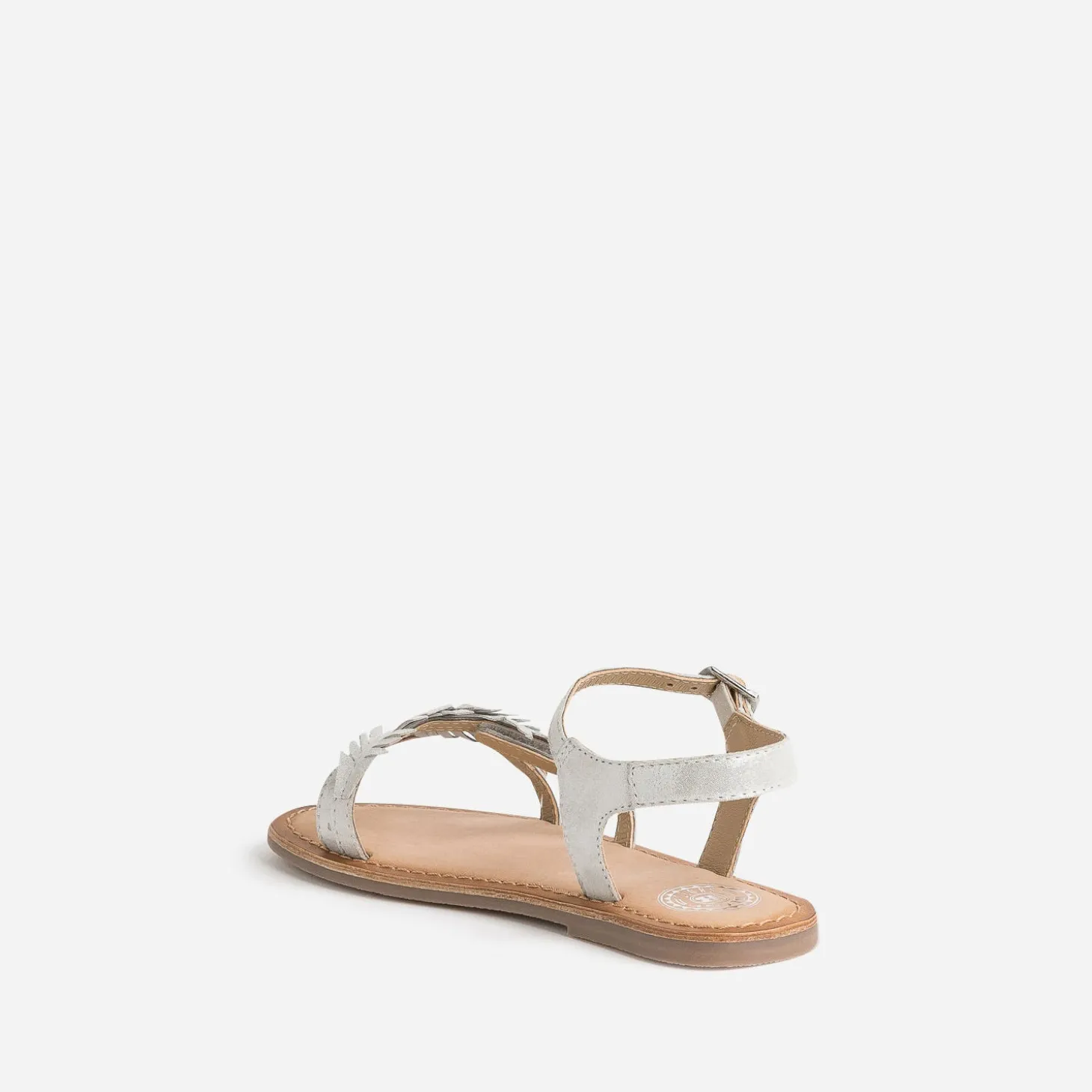 Sandale BUGGY argentée en cuir velours avec plumes