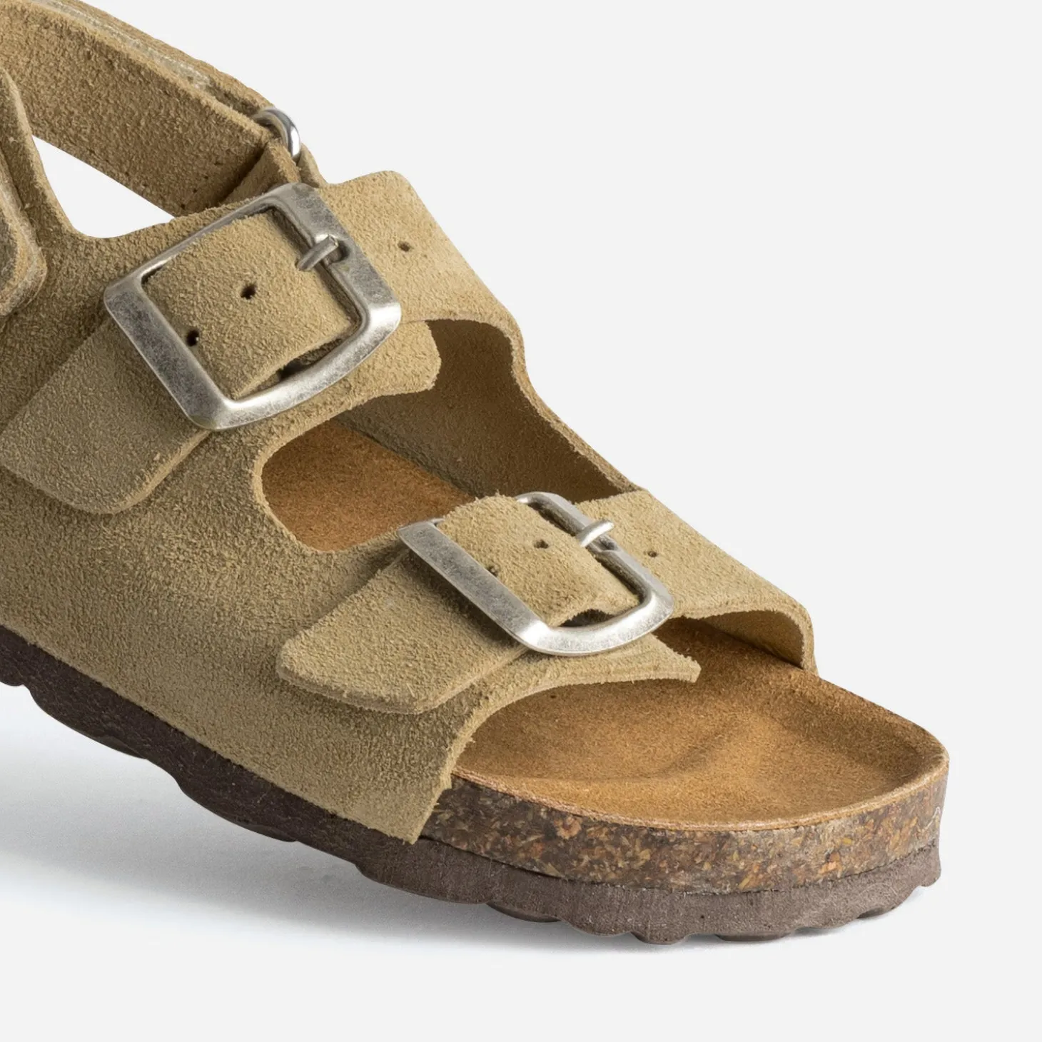 Sandale BUGGY beige cuir velours