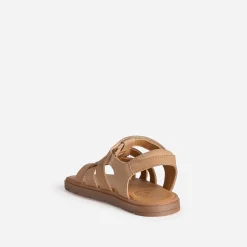 Sandale BUGGY beige cuir velours à scratchs