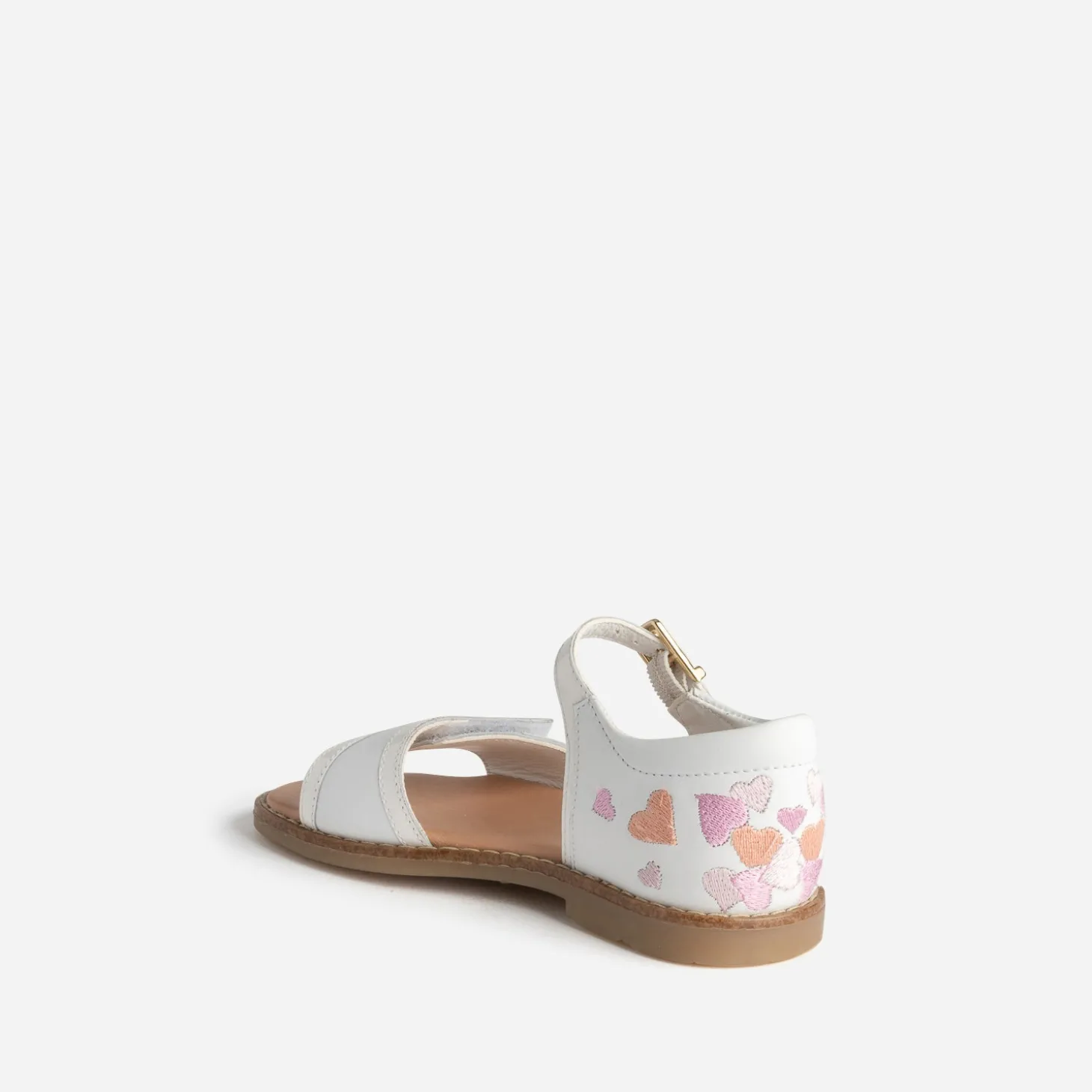 Sandale BUGGY blanche broderies cœurs