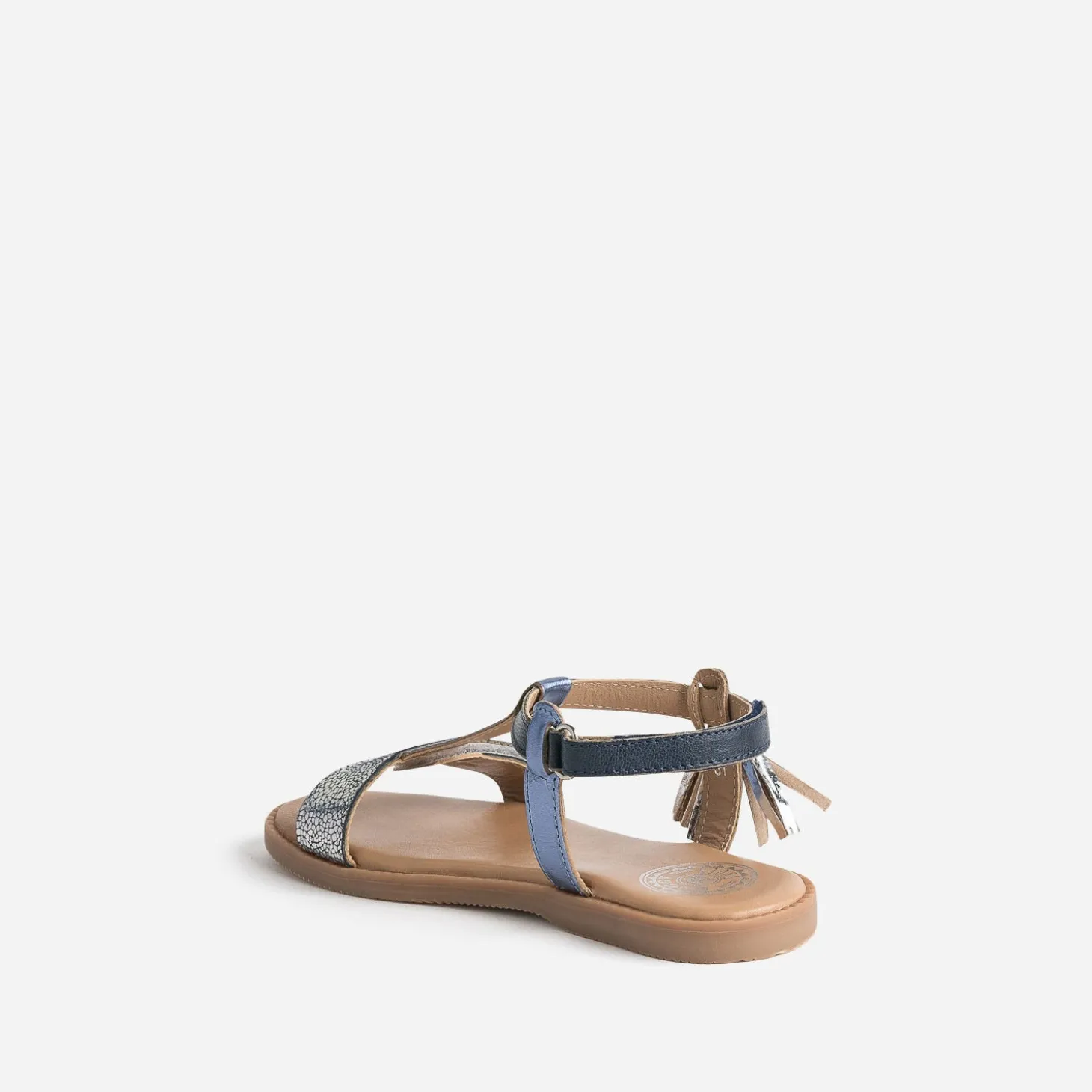 Sandale BUGGY bleu métallisé en cuir
