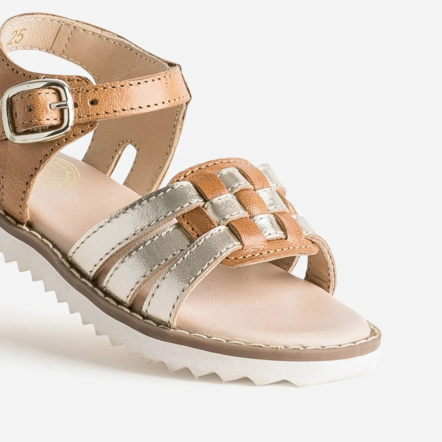 Sandale BUGGY camel et dorée cuir