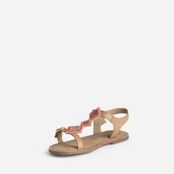Sandale BUGGY cuir beige clair à perles