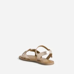 Sandale BUGGY cuir rose doré brides tressées