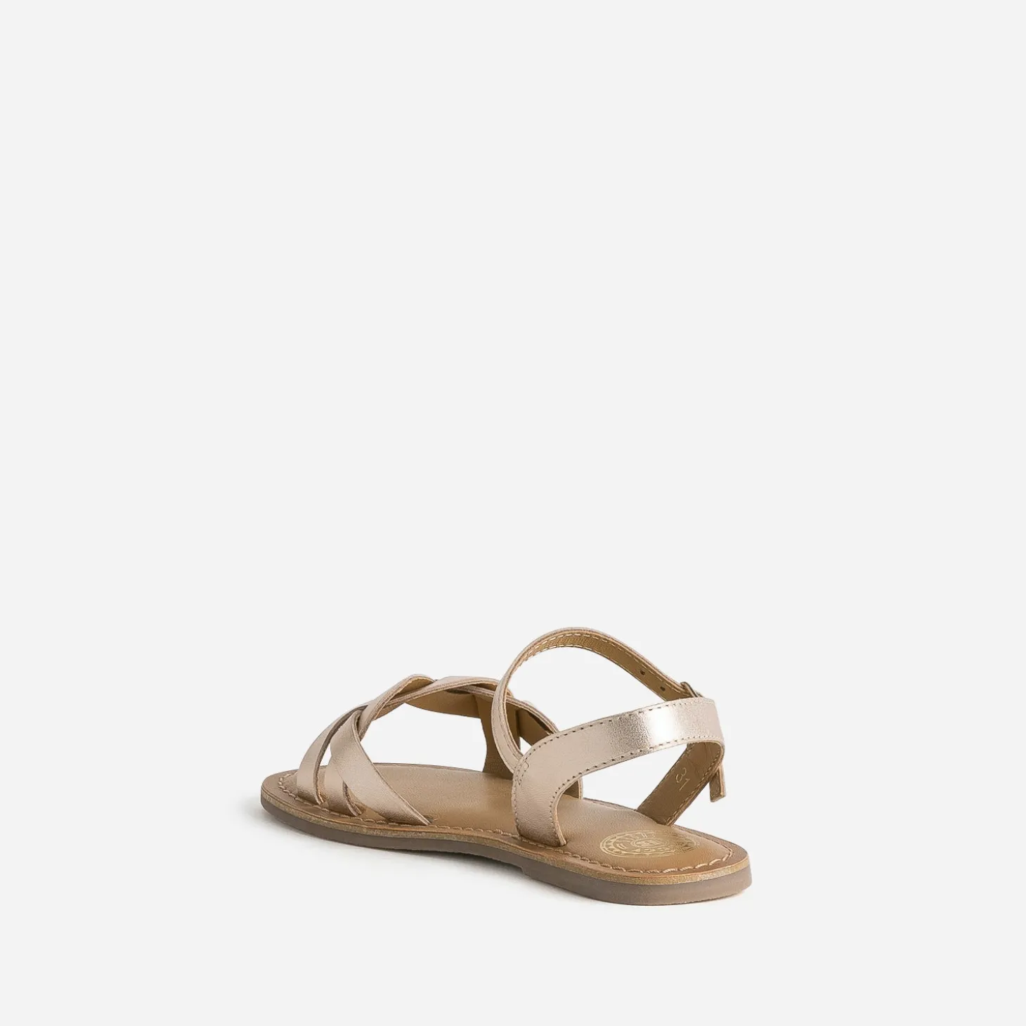Sandale BUGGY cuir rose doré brides tressées