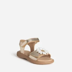 Sandale BUGGY dorée cuir détail fleur