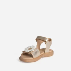 Sandale BUGGY dorée cuir détail fleur