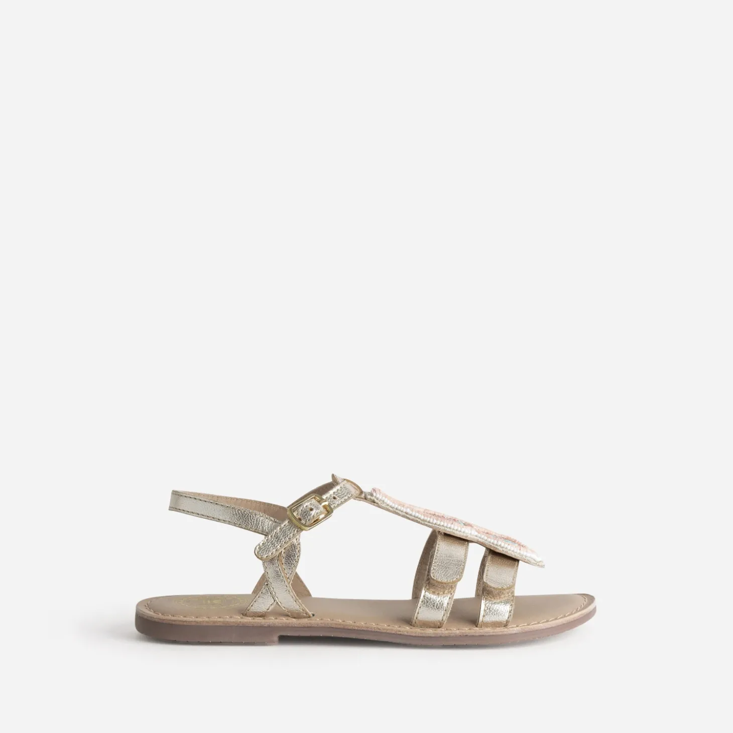 Sandale BUGGY dorée cuir décor amovible