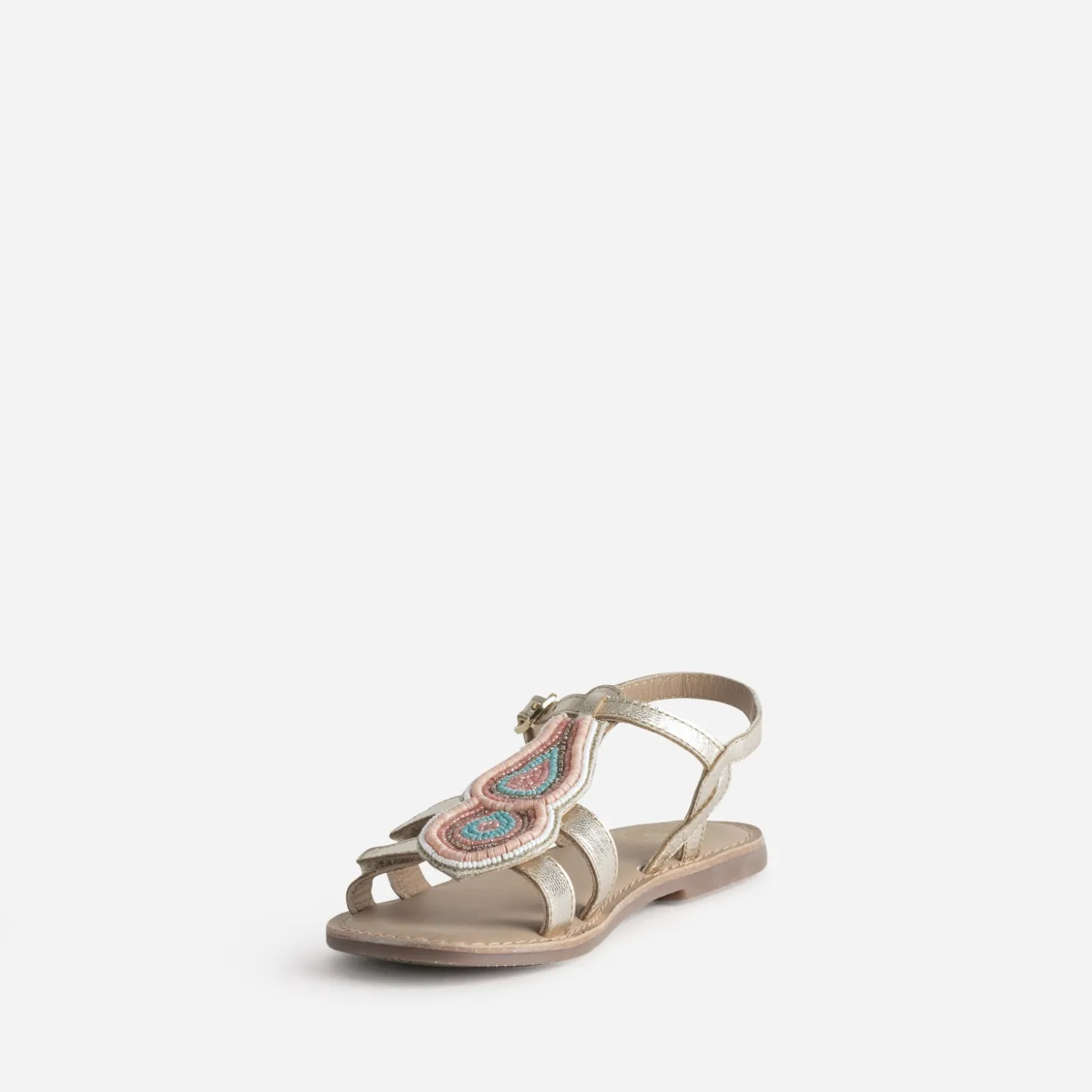 Sandale BUGGY dorée cuir décor amovible