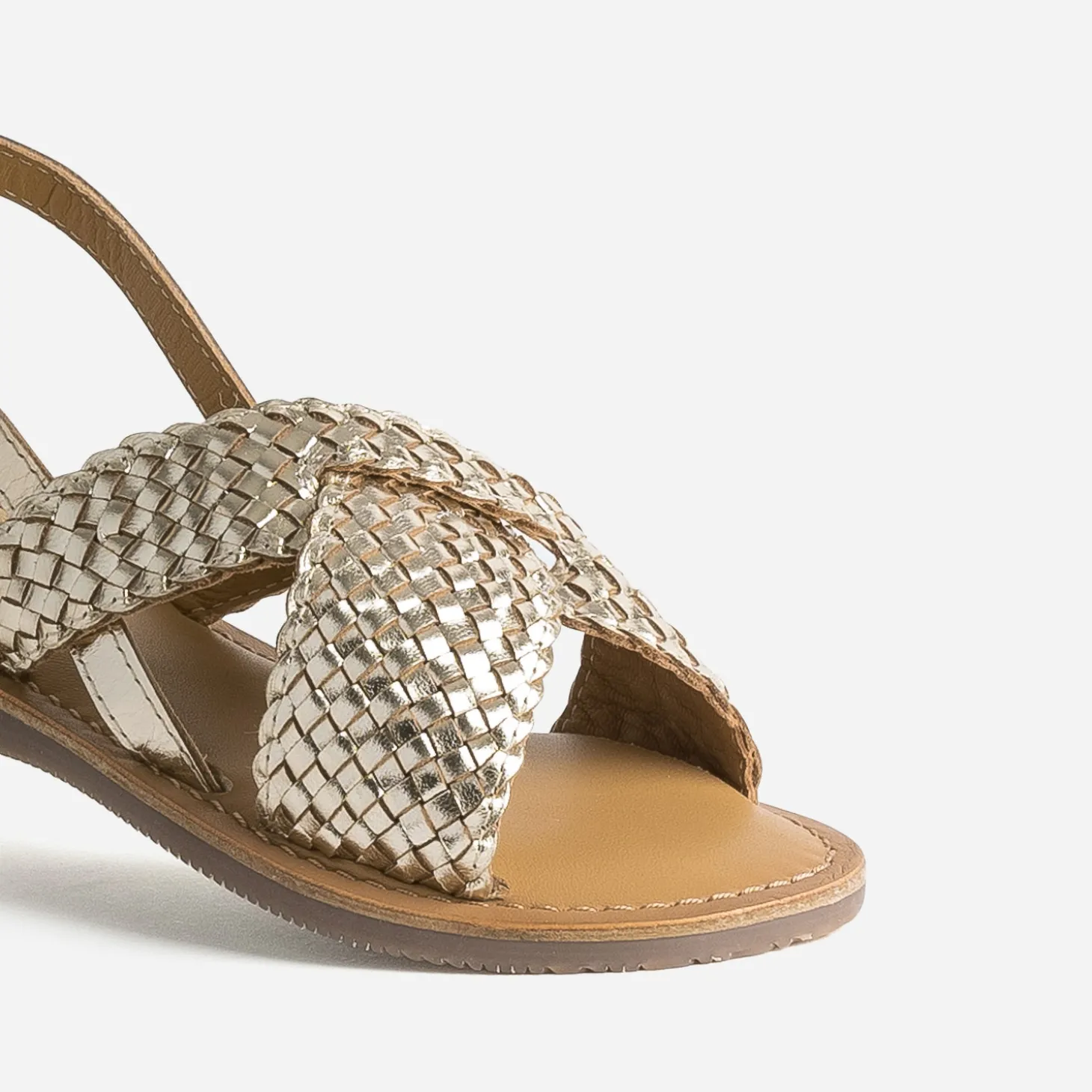 Sandale BUGGY dorée cuir tressé