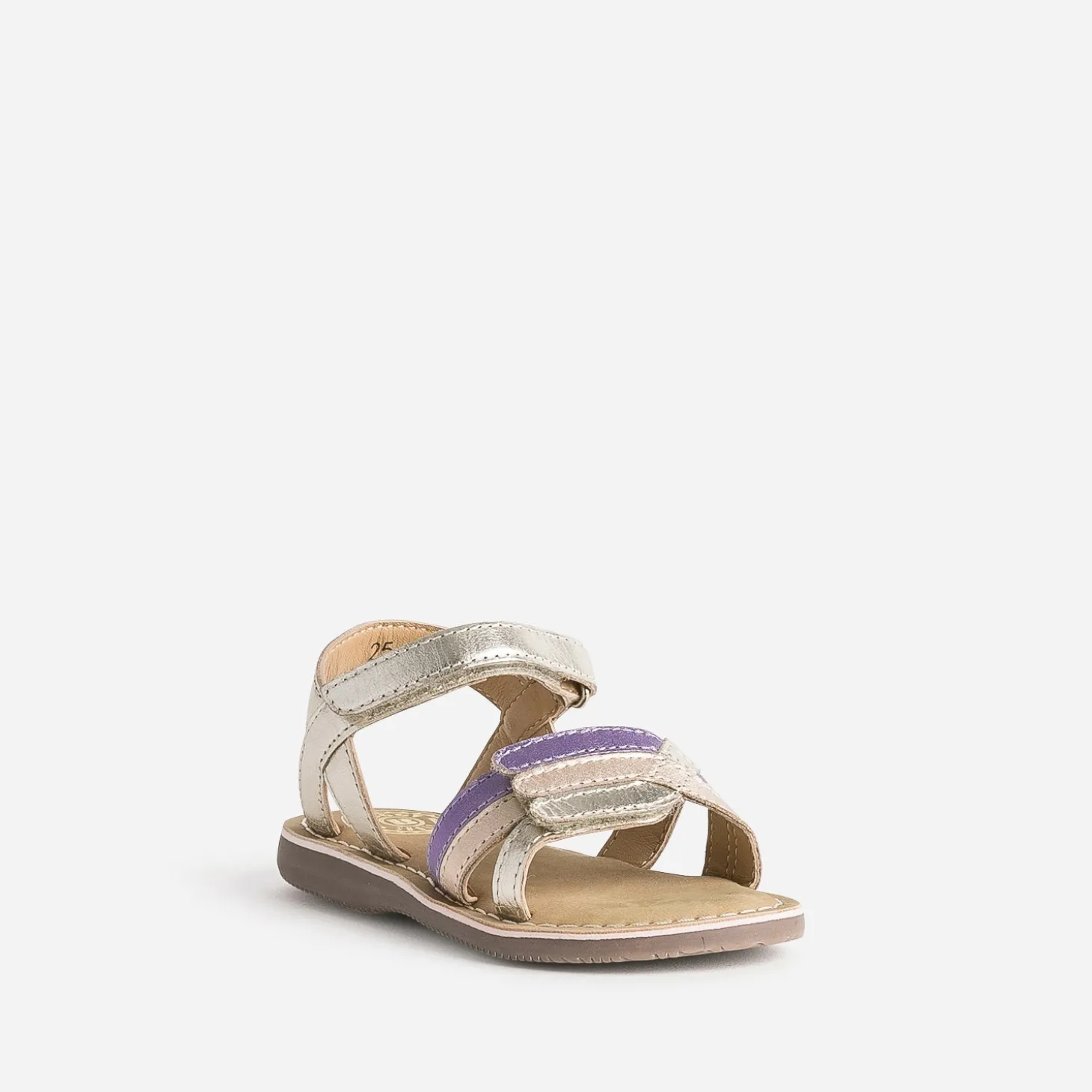 Sandale BUGGY dorée en cuir à scratchs
