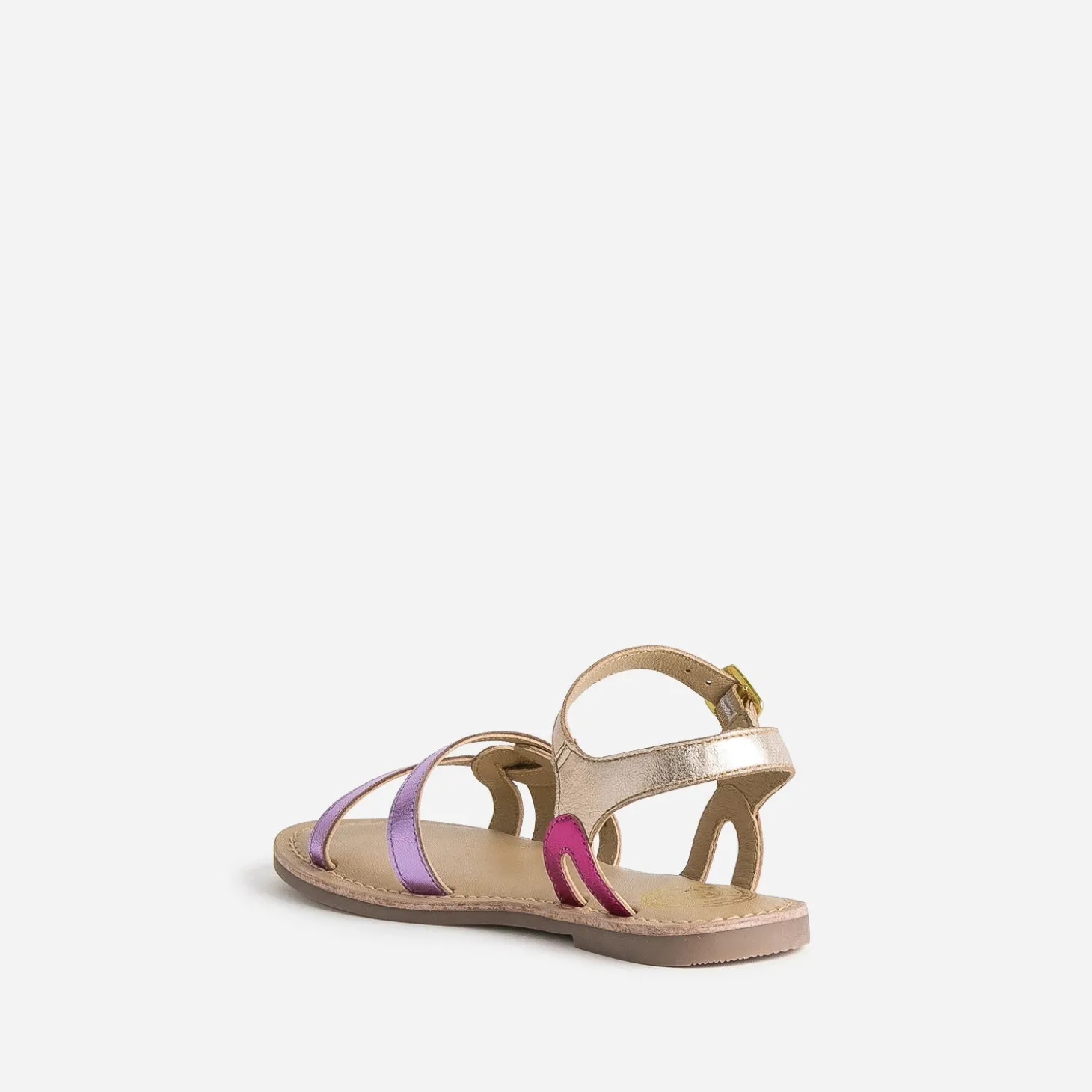 Sandale BUGGY en cuir rose métallisé
