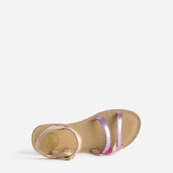 Sandale BUGGY en cuir rose métallisé