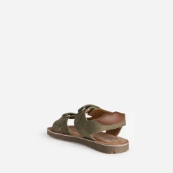 Sandale BUGGY kaki cuir velours