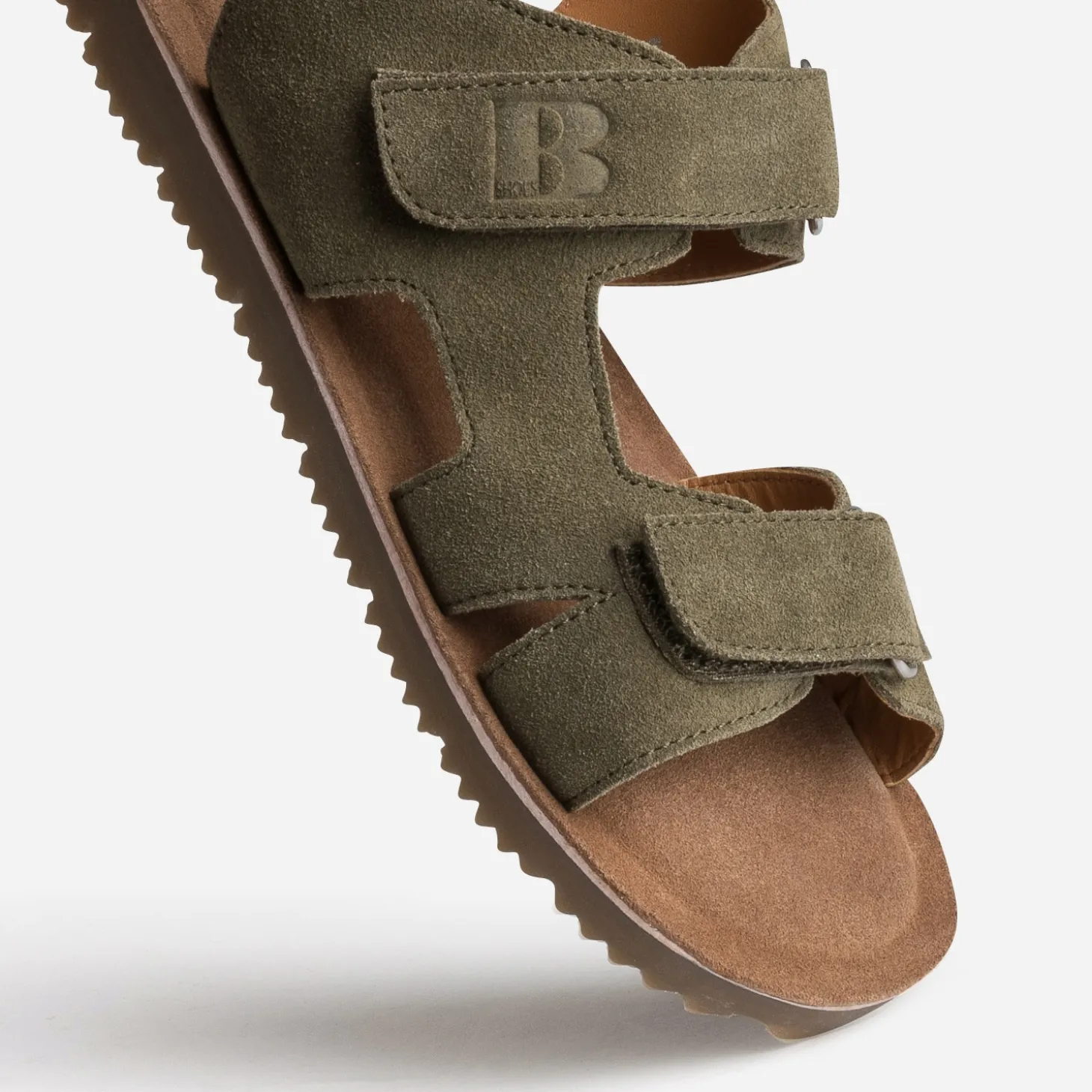 Sandale BUGGY kaki cuir velours