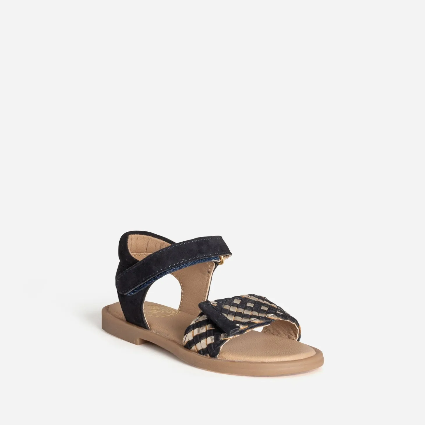Sandale BUGGY marine cuir tressé